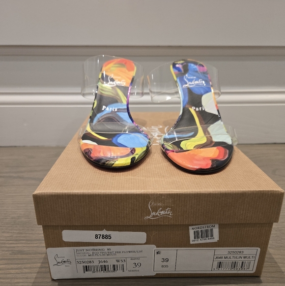 $945 Christian Louboutin JUST NOTHING 85 PVC/Leather Sandal Heels US 8.5 & US 9 - Picture 8 of 14